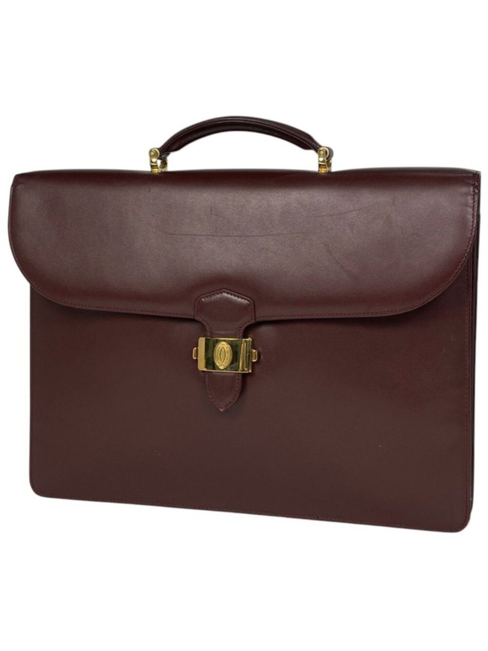 Cartier Must Line Business Briefcase Leather Bordeaux